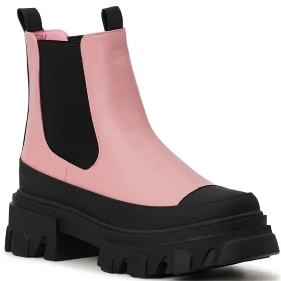 Portland Boot Company Pink&Black Streetwear Vegan Chelsea Boots, Size 8.5 - Picture 4 of 7